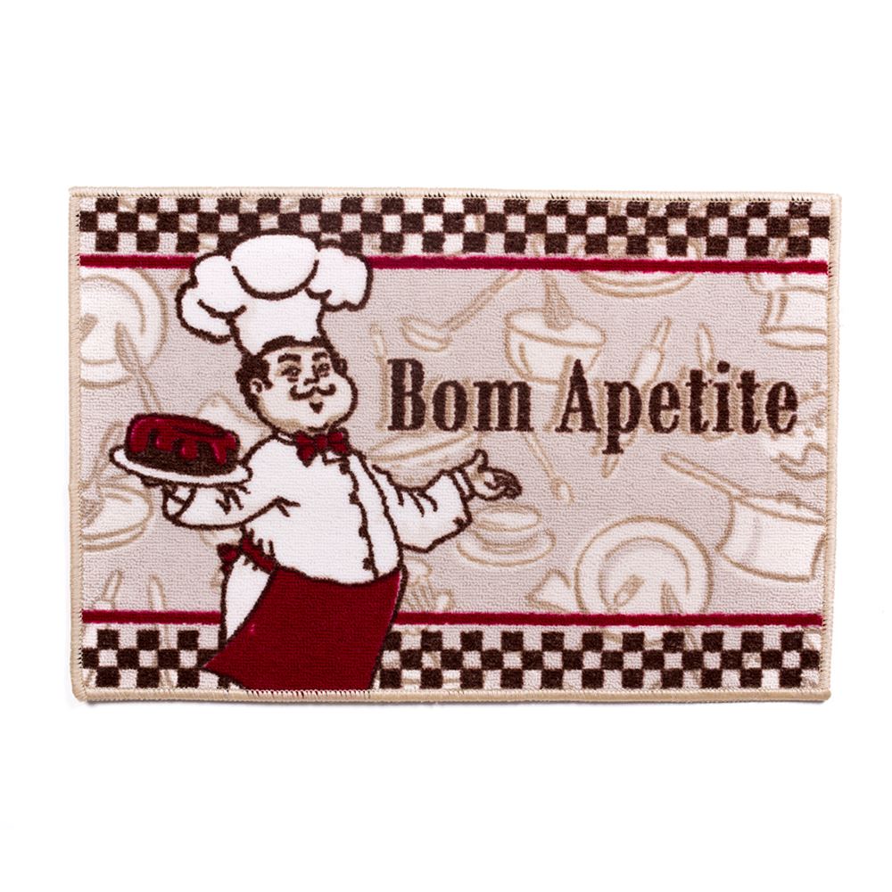 Tapete de Cozinha 60cm x 40cm Gourmet Attuale Cozinheiros Bege Corttex