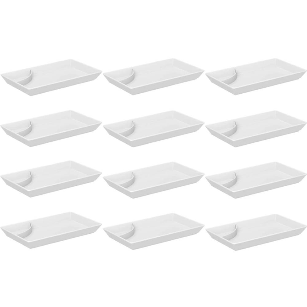 12 Pratos de Sushi Comida Japonesa com Porta Shoyu Branco Re