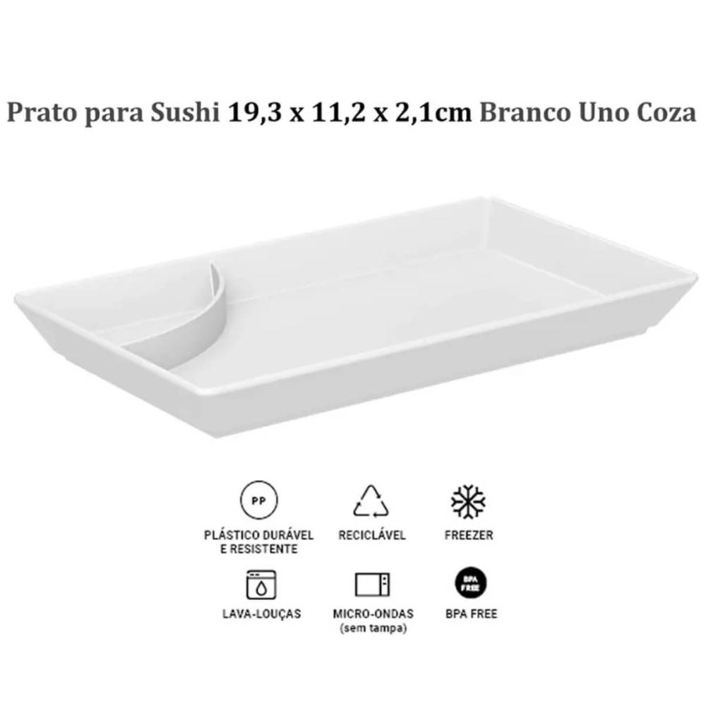 12 Pratos de Sushi Comida Japonesa com Porta Shoyu Branco Re
