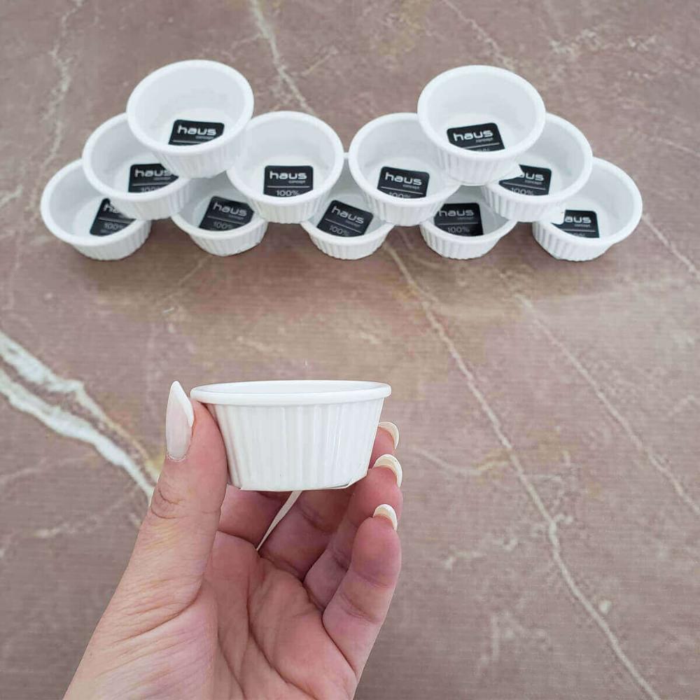 48 Ramekins Canelado Melamina 30ml Branco para Molhos Maionese Katchup Restaurante