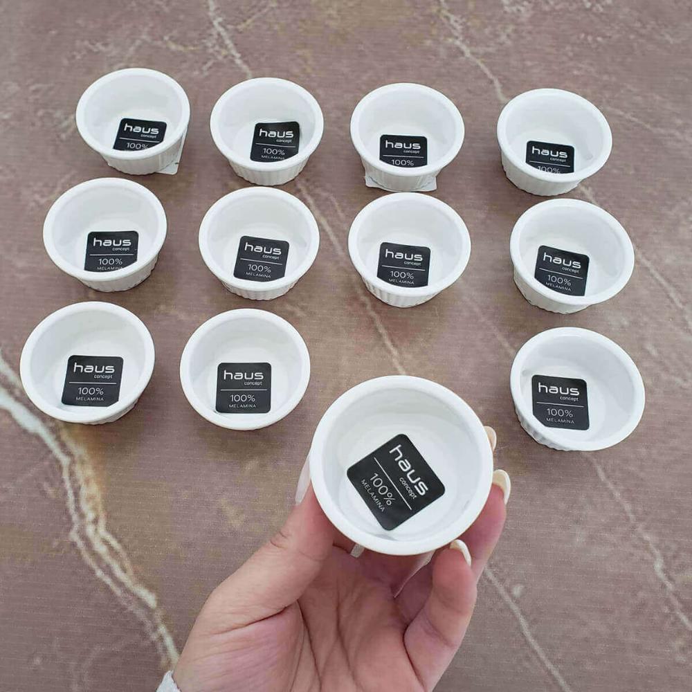 48 Ramekins Canelado Melamina 30ml Branco para Molhos Maionese Katchup Restaurante