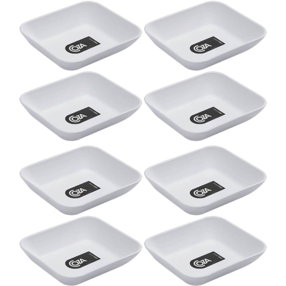 6 Pratos Brancos de Petiscos Essential Coza 10x9cm Sushi Molho Guarnição Plástico Restaurante