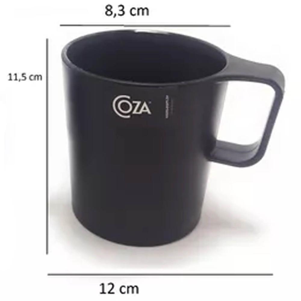 Caneca Escolar 250ml Plástica Xícara Preta Água Café Achocolatado Coza Empilhável Casual Avulsa