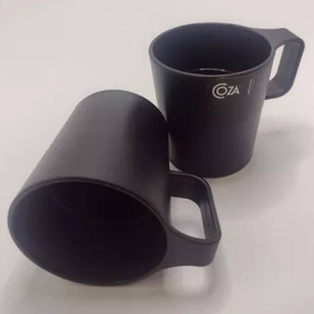 Caneca Escolar 250ml Plástica Xícara Preta Água Café Achocolatado Coza Empilhável Casual Avulsa