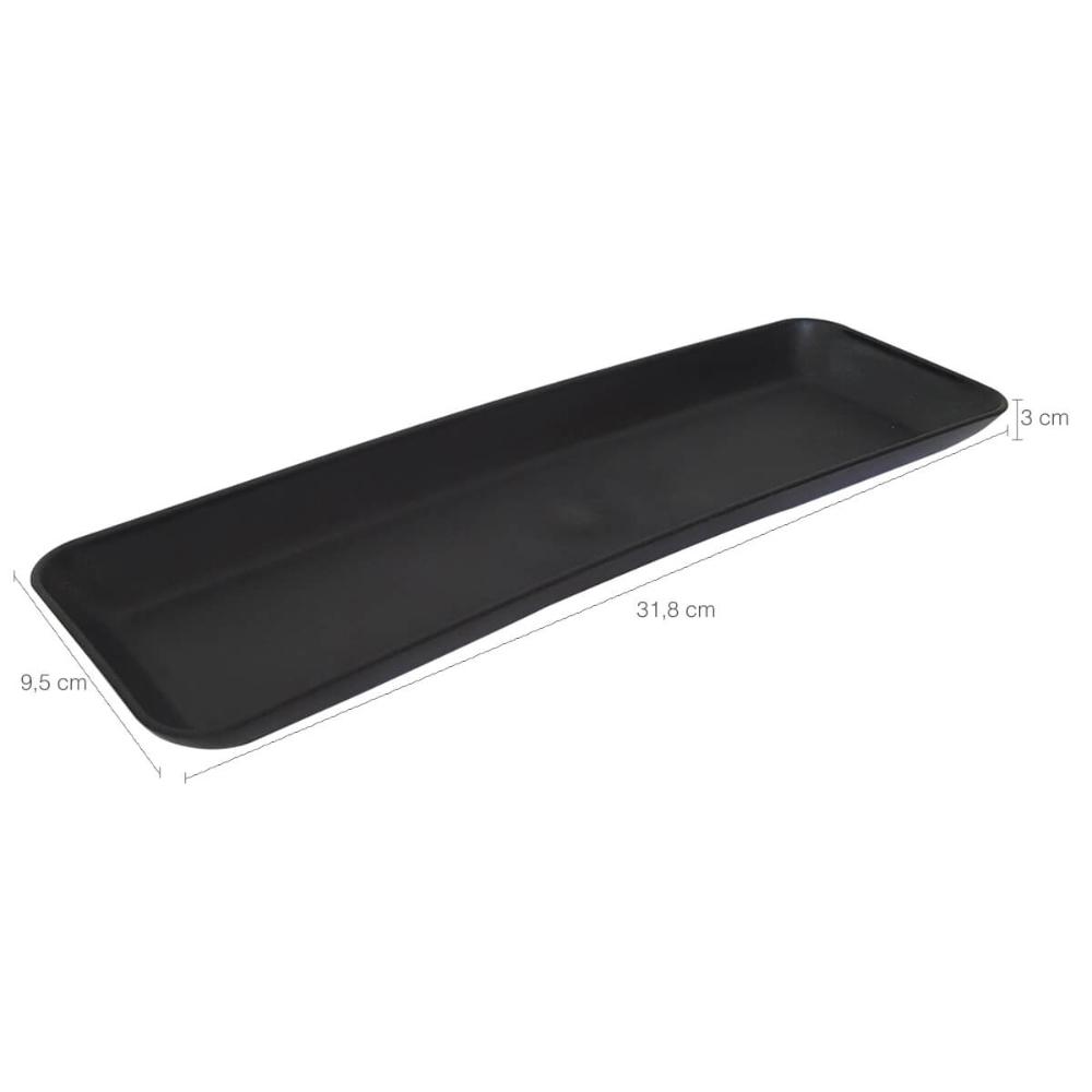 Conjunto 20 Petisqueiras Retangulares Prato Porta Petisco Grande Preto