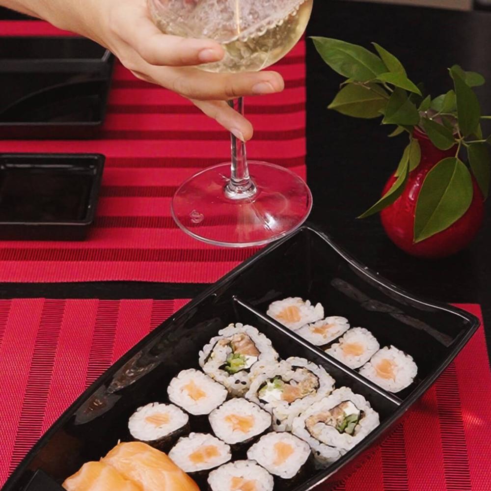 Conjunto 5 Barcas para Sushi Comida Japonesa Oriental Pretos