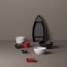 Conjunto 5 Barcas para Sushi Comida Japonesa Oriental Pretos