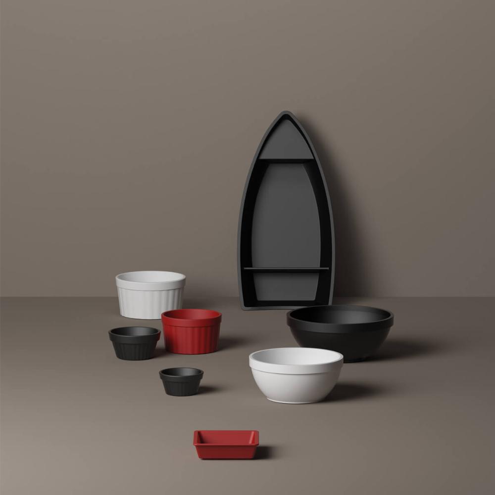 Conjunto 5 Barcas para Sushi Comida Japonesa Oriental Pretos