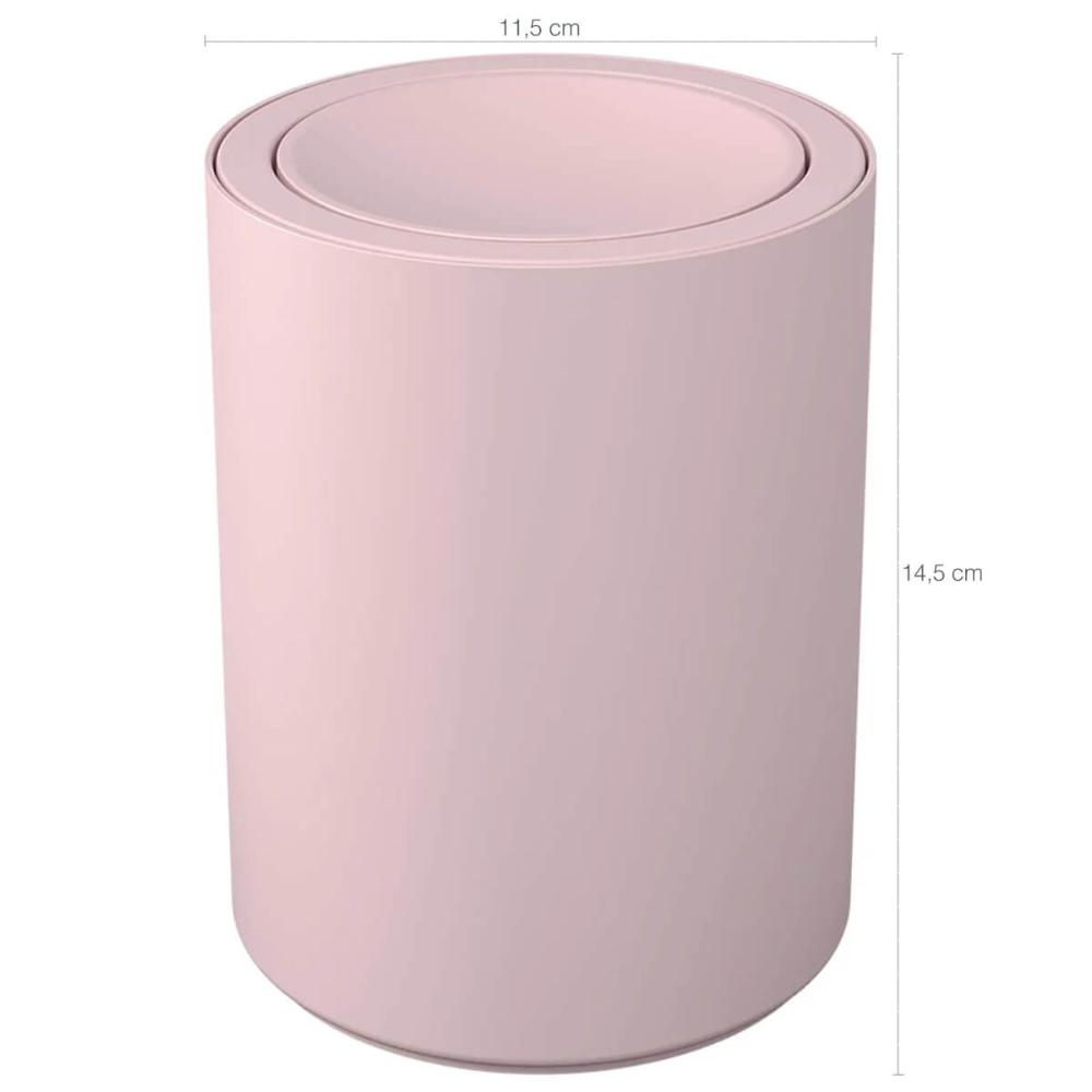Conjunto para Banheiro Serene Coza Lixeira 1L Porta Sabonete Discos Algodão Celular Rosa 4pçs