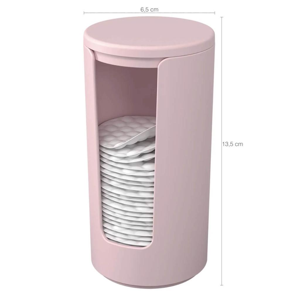 Conjunto para Banheiro Serene Coza Lixeira 1L Porta Sabonete Discos Algodão Celular Rosa 4pçs