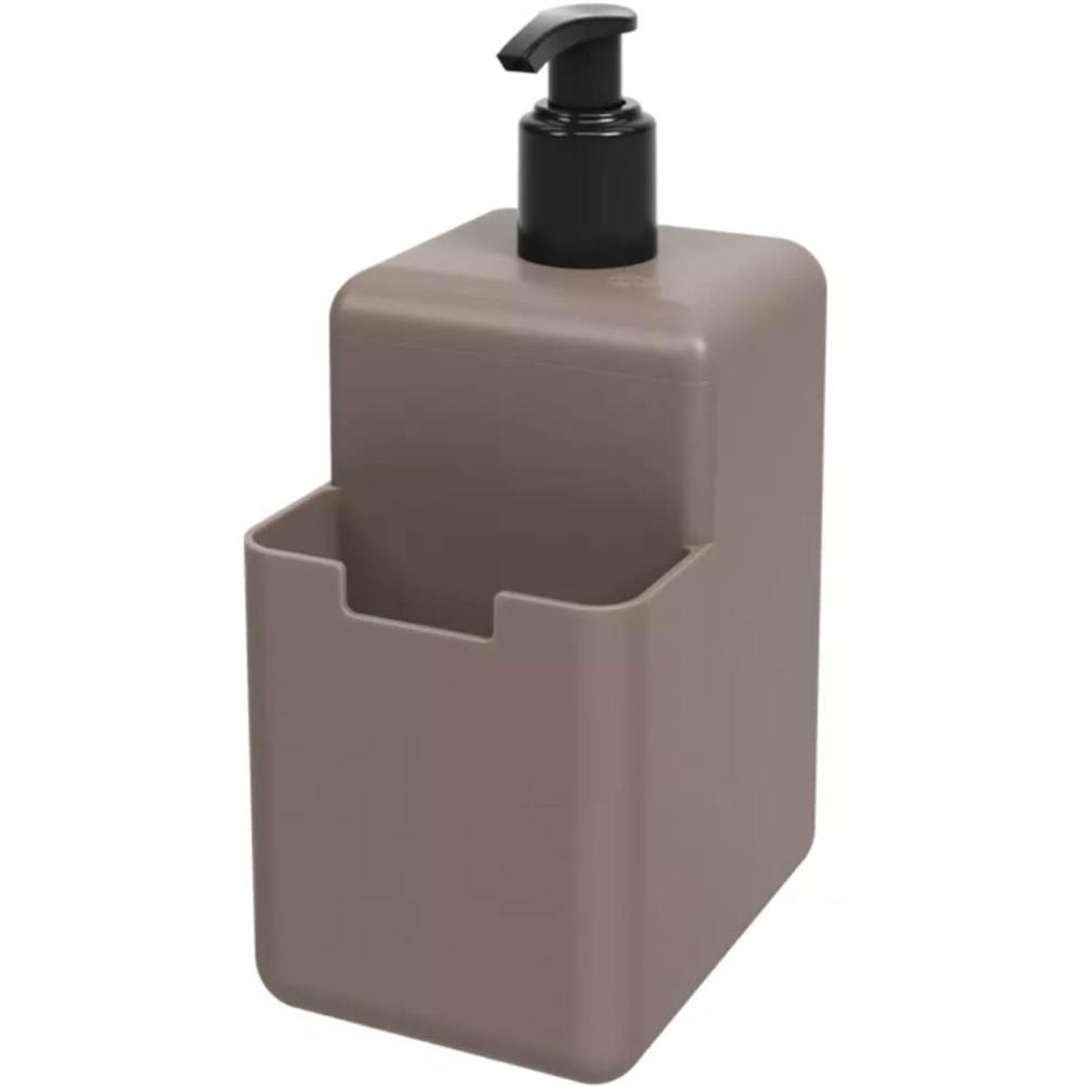 Dispenser 500ml Porta Detergente e Esponja 10x8x18,2 Coza Single Sabão Líquido Cinza Quente