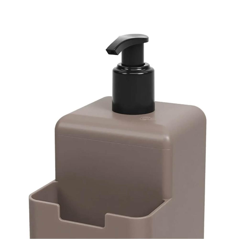 Dispenser 500ml Porta Detergente e Esponja 10x8x18,2 Coza Single Sabão Líquido Cinza Quente