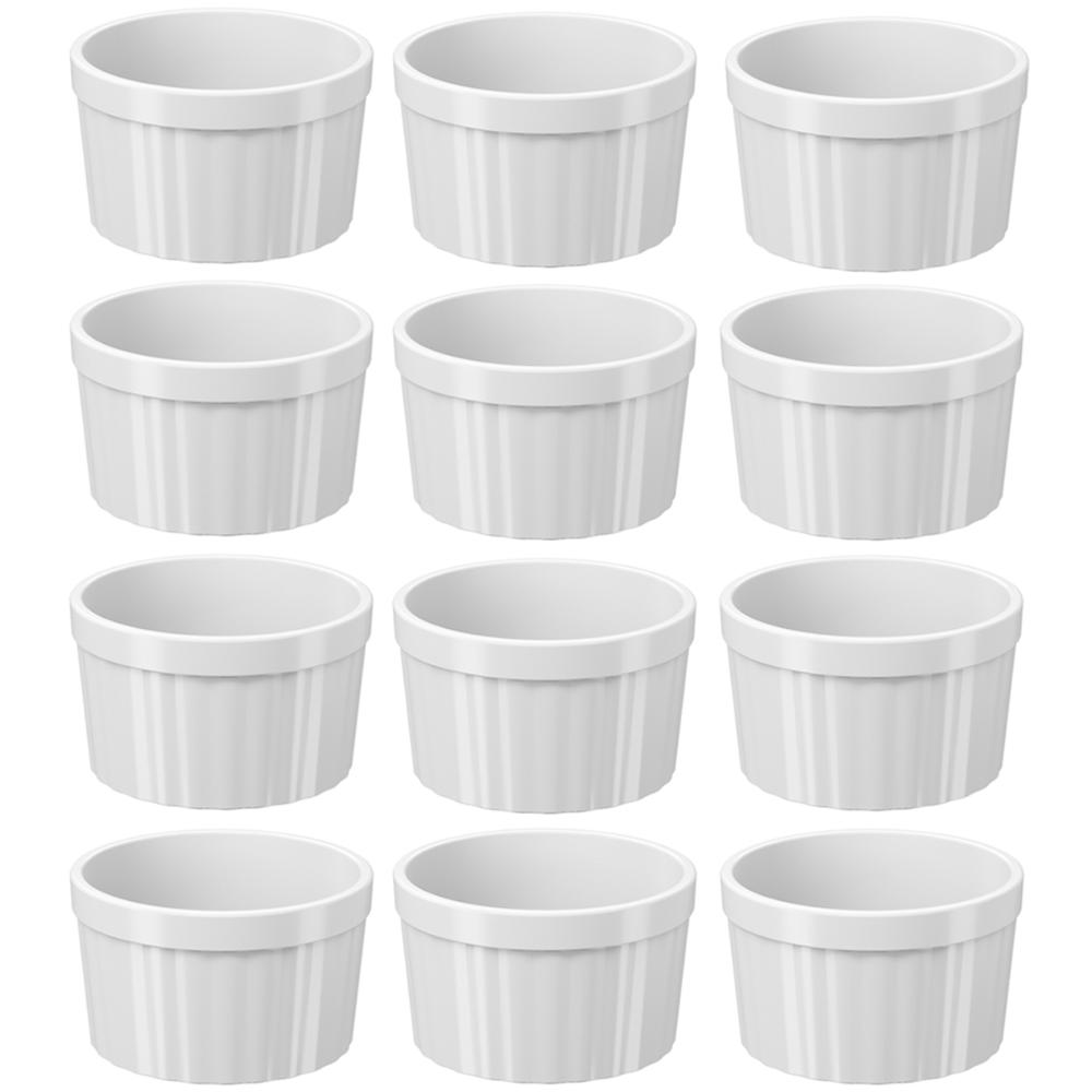 Jogo 12 Ramekins Brancos Canelados 150ml para Geleias Maione