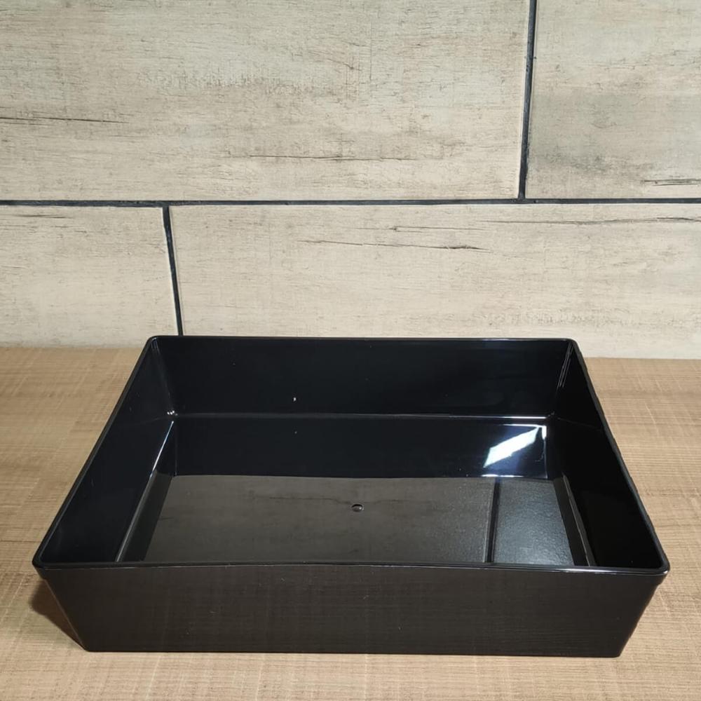 Kit 10 Travessas 4,8l Retangulares para Servir a Mesa Preta Bandeja Salada Sobremesa Coza