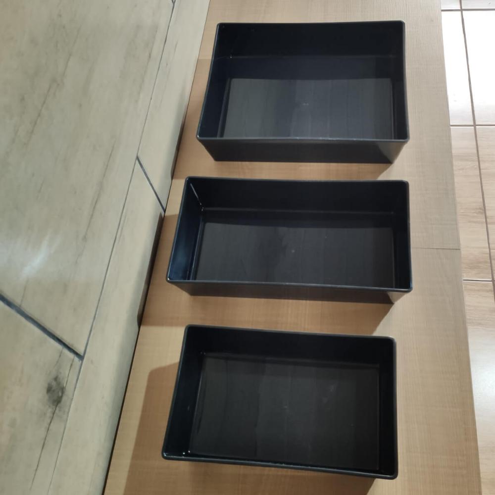 Kit 10 Travessas 4,8l Retangulares para Servir a Mesa Preta Bandeja Salada Sobremesa Coza