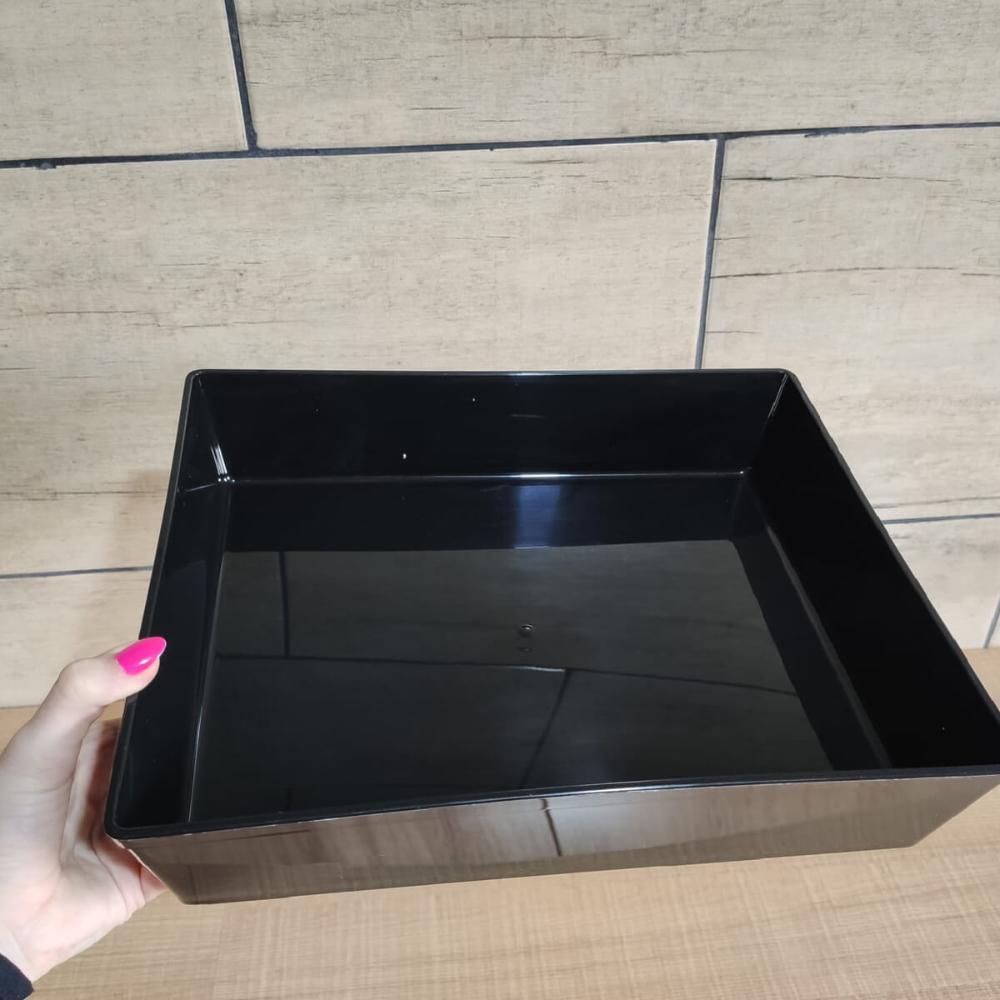 Kit 10 Travessas 4,8l Retangulares para Servir a Mesa Preta Bandeja Salada Sobremesa Coza