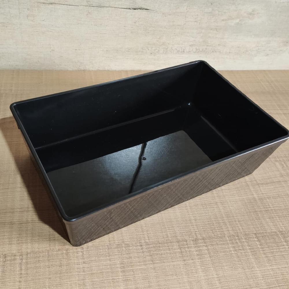 Kit 10 Travessas Retangulares 2,2l Preta Servir a Mesa Salada Sobremesa Risoto Petisco Coza