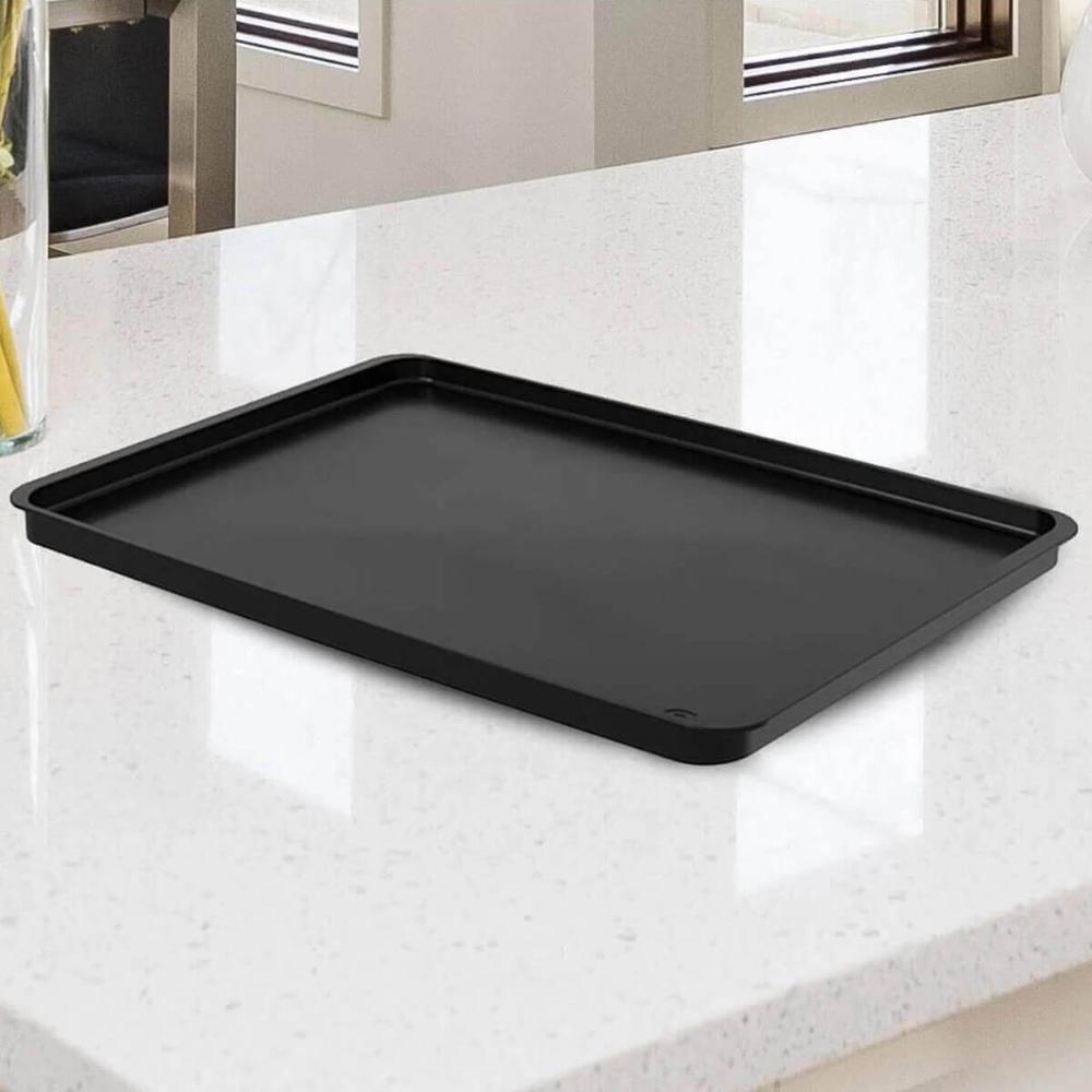 Kit 12 Bandejas Plásticas para Servir 32x23cm Preto Restaurante A4 Fast Food Coza