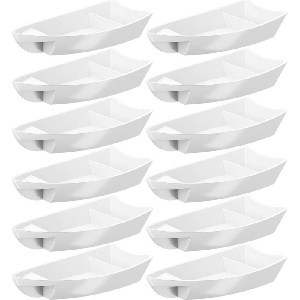 Kit 12 Barcas para Sushi Comida Japonesa Oriental Restaurante Bar Coza Plástico 27,5x13cm Brancas