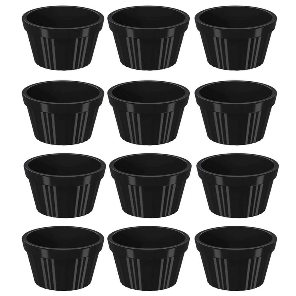 Kit 12 Ramekin 60ml Preto Molho Maionese Shoyu Restaurante L