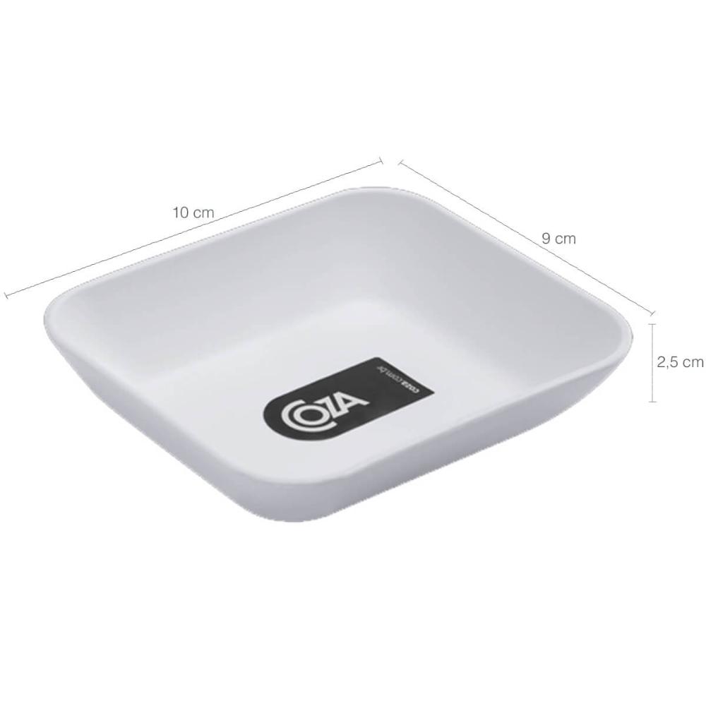 Kit 12 Travessas Bandejinhas de Servir Petiscos Brancas 10x9cm Molho Restaurantes Plástico Coza