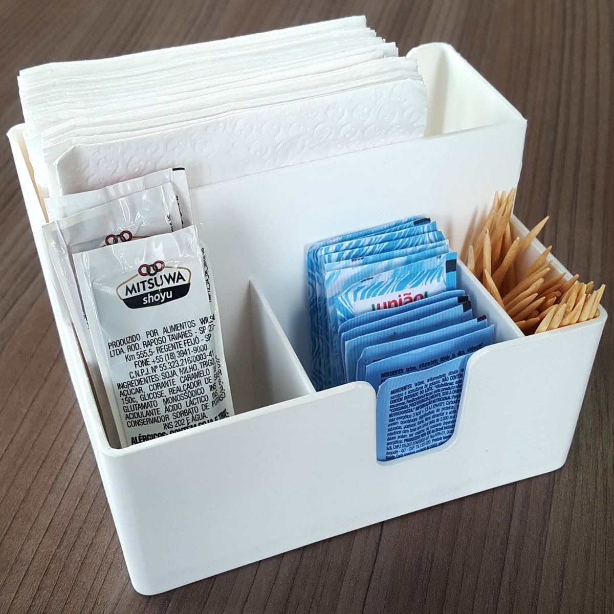 Kit 15 Portas Sachês Guardanapos Açúcar Organizador Multiuso Bancada Branco