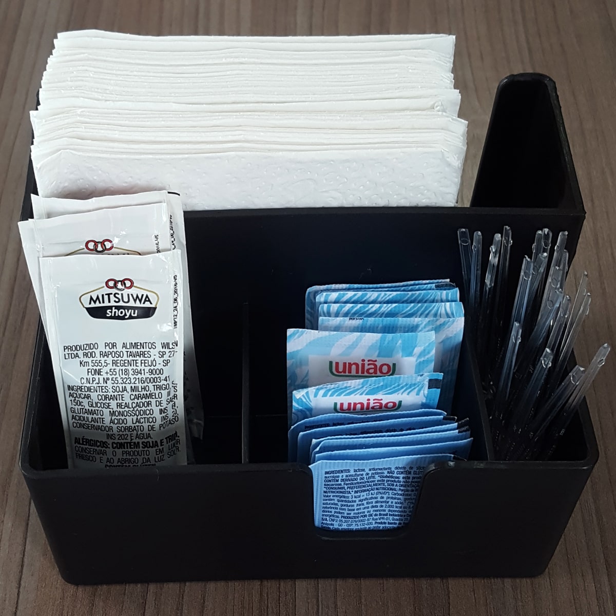 Kit 15 Portas Sachês Guardanapos Açúcar Organizador Multiuso Bancada Preto