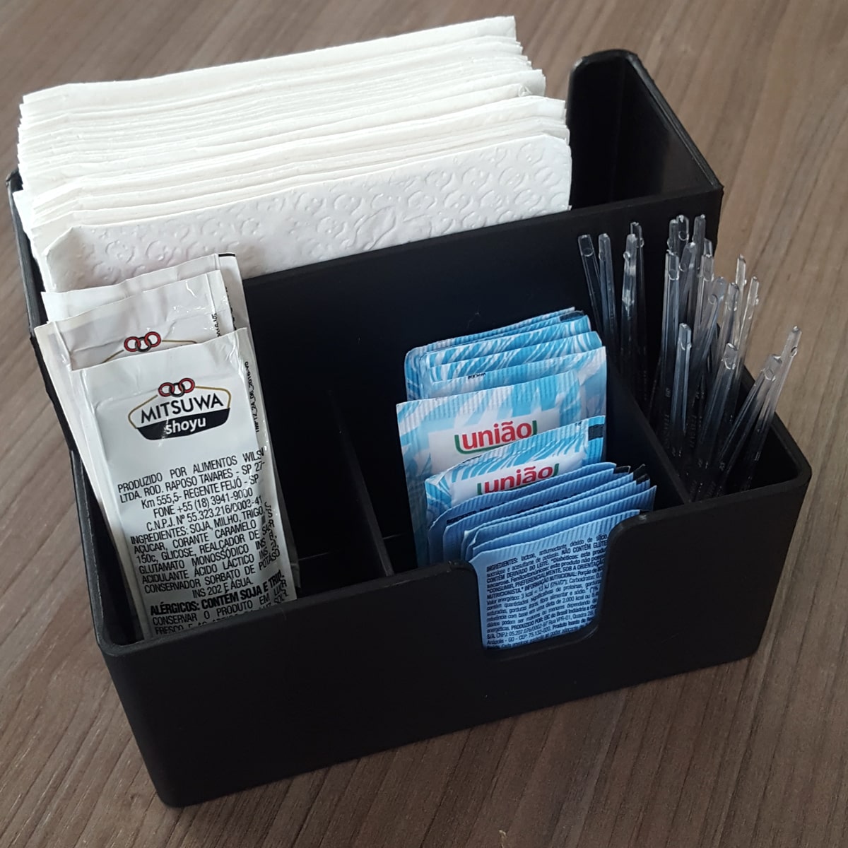 Kit 15 Portas Sachês Guardanapos Açúcar Organizador Multiuso Bancada Preto