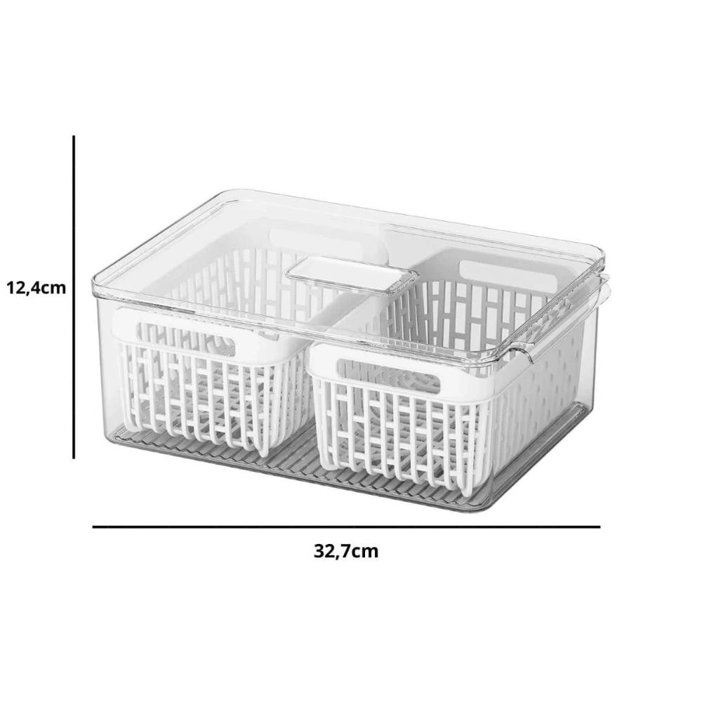 Kit 2 Organizadores de Geladeira 6,7L 5 Cestos Escorredores Coza Dry Vegetais Frutas