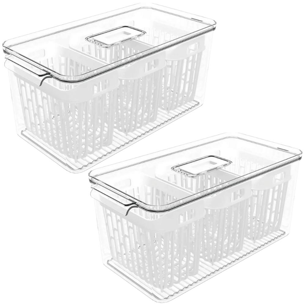 Kit 2 Organizadores de Geladeira 6l Com 6 Cestos Plásticos F