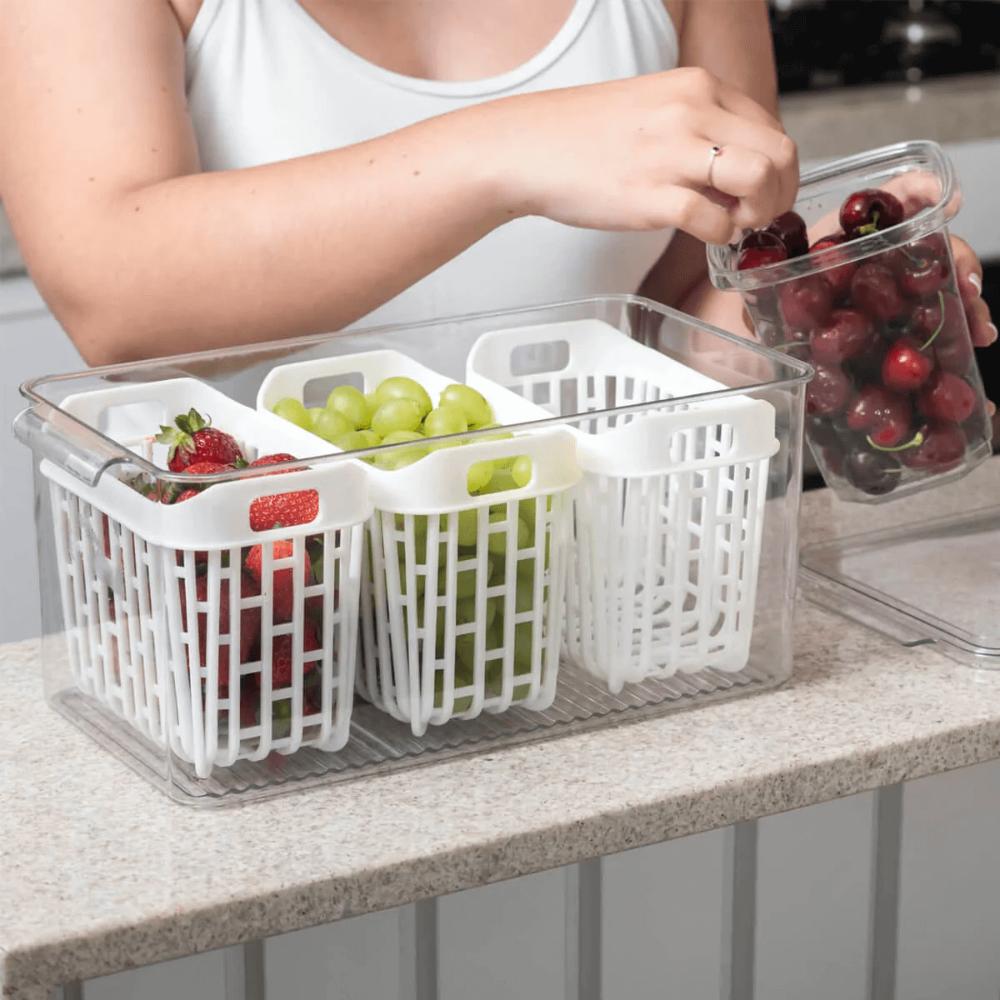 Kit 2 Organizadores de Geladeira 6l Com 6 Cestos Plásticos F