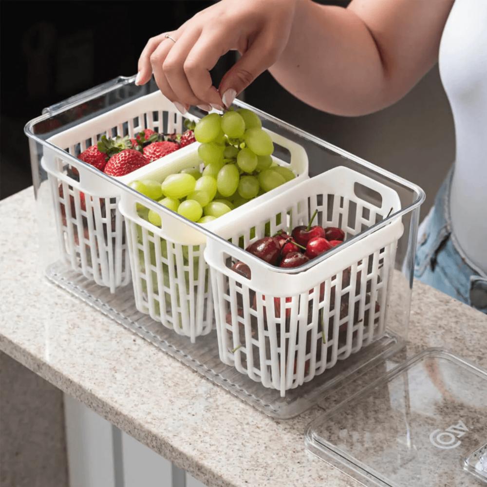 Kit 2 Organizadores de Geladeira 6l Com 6 Cestos Plásticos F