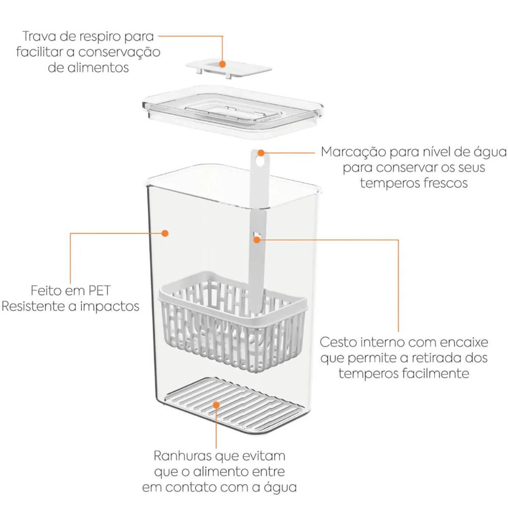 Kit 2 Organizadores de Temperos para Geladeira Dry 2,3l Plás