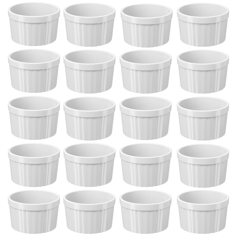 Kit 20 Ramekins Brancos Canelados 150ml Restaurante Maionese