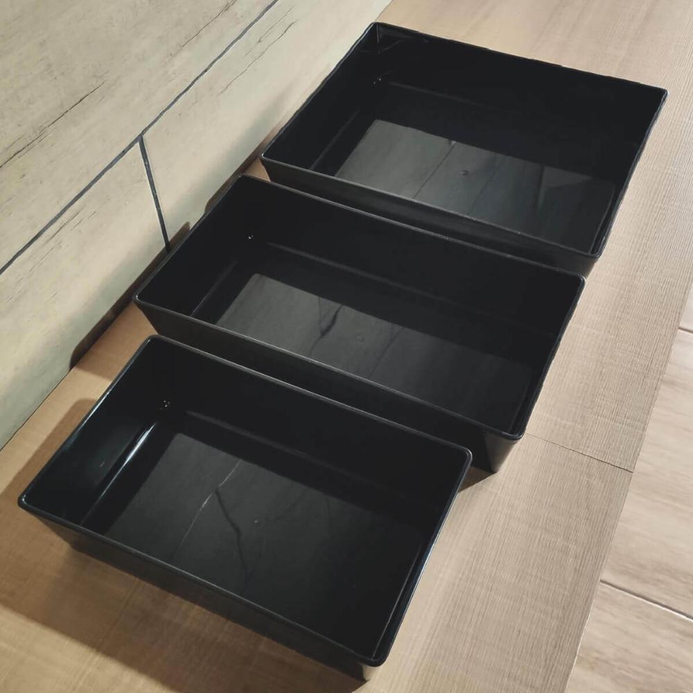 Kit 20 Travessas Retangulares 2,2L para Restaurantes Petiscarias Bares Plástico Pretas Coza
