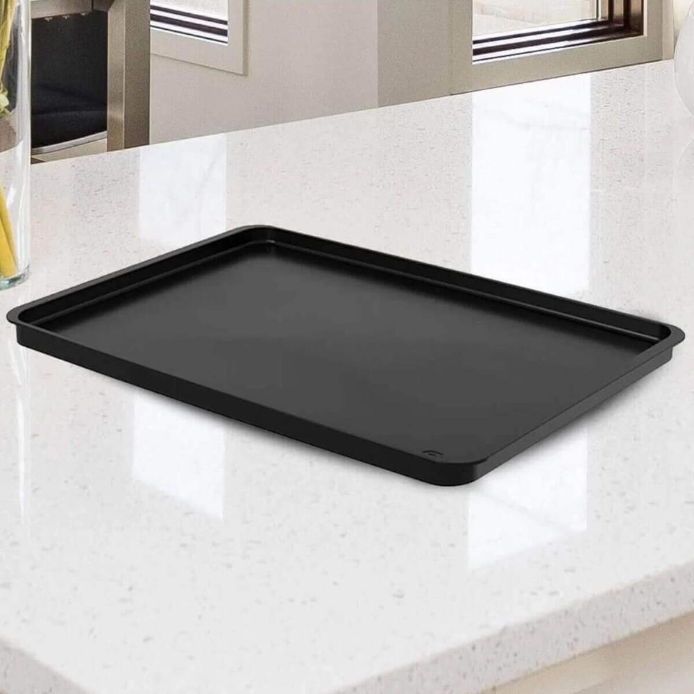Kit 24 Bandejas Plásticas Servir Coza 32x23cm Preto Restaurante Casual Escritório Loja