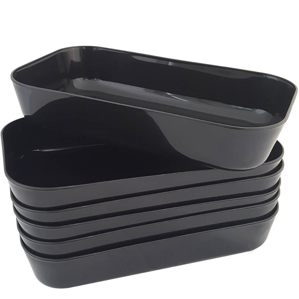 Kit 24 Bandejas Travessa Tigela Retangular Servir Sobremesa Doces 2,8L Buffet Coza Preto