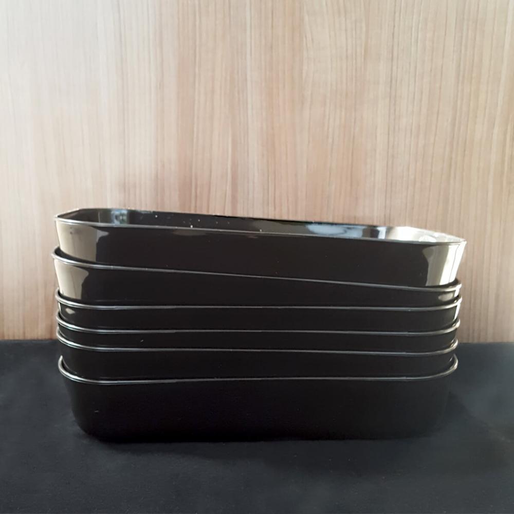 Kit 24 Bandejas Travessa Tigela Retangular Servir Sobremesa Doces 2,8L Buffet Coza Preto