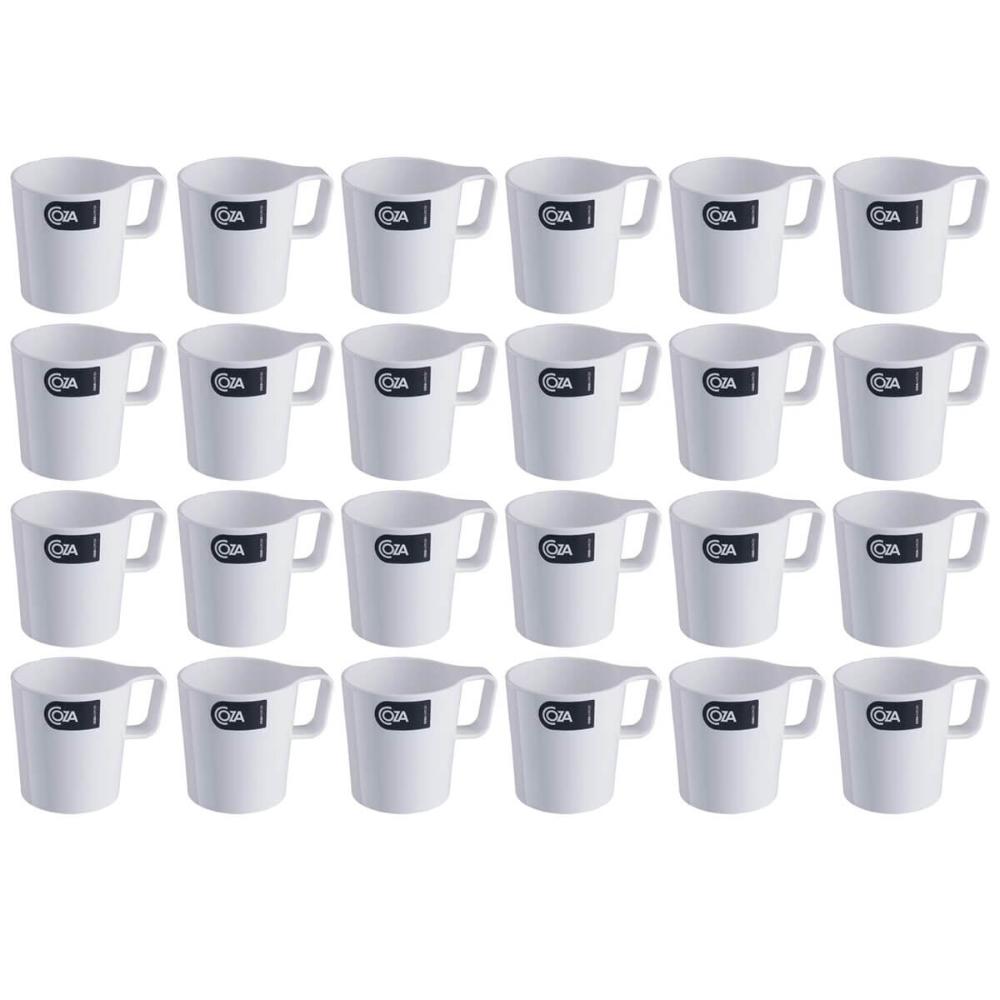 Kit 24 Canecas Empilháveis Escolares 250ml Branca Casual Coza Refeitórios Escola 