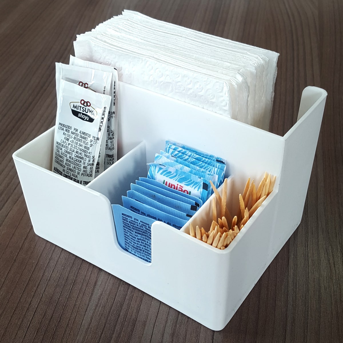 Kit 4 Porta Sachês Guardanapos Açúcar Organizadores Bancada Branco
