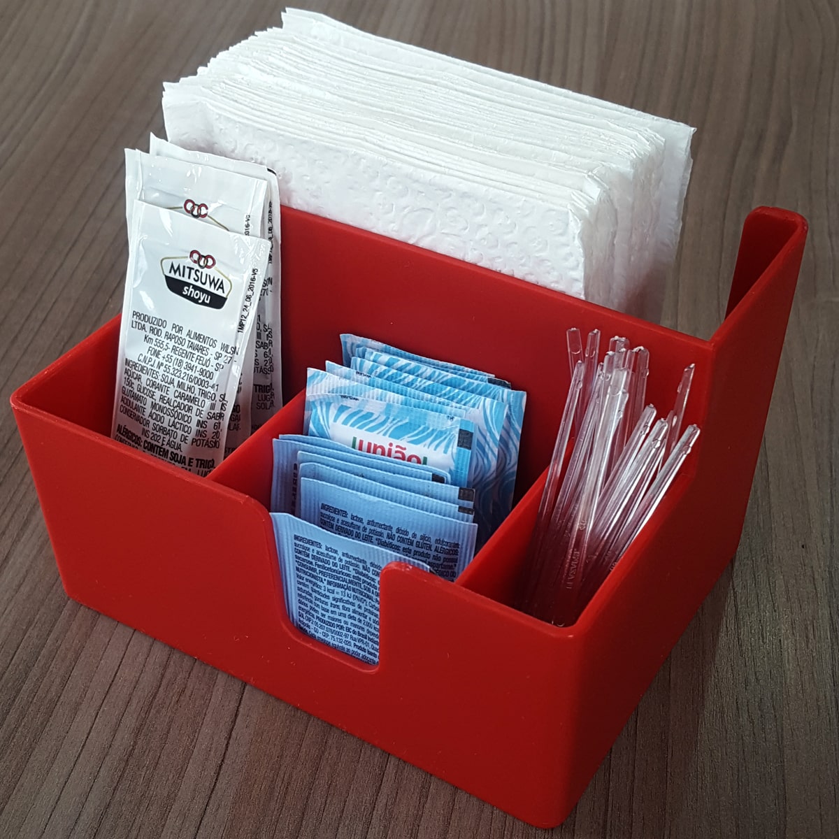 Kit 4 Porta Sachês Guardanapos Açúcar Organizadores Bancada Vermelho