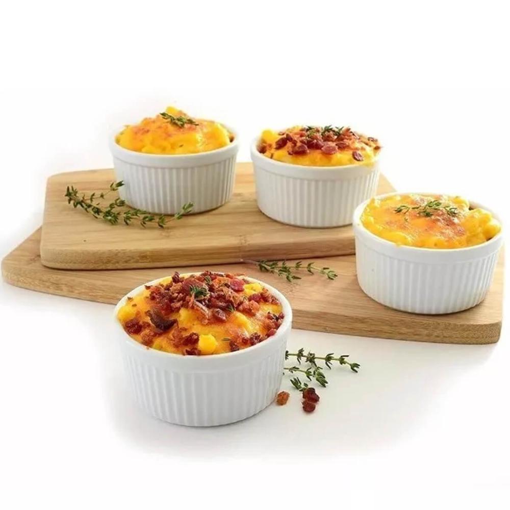Kit 40 Ramekin Grande 220ml Branco Canelado Potinhos Molho P