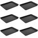 Kit 6 Bandejas Plásticas para Servir Coza 32x23cm Preto Restaurante A4 Fast Food Casual