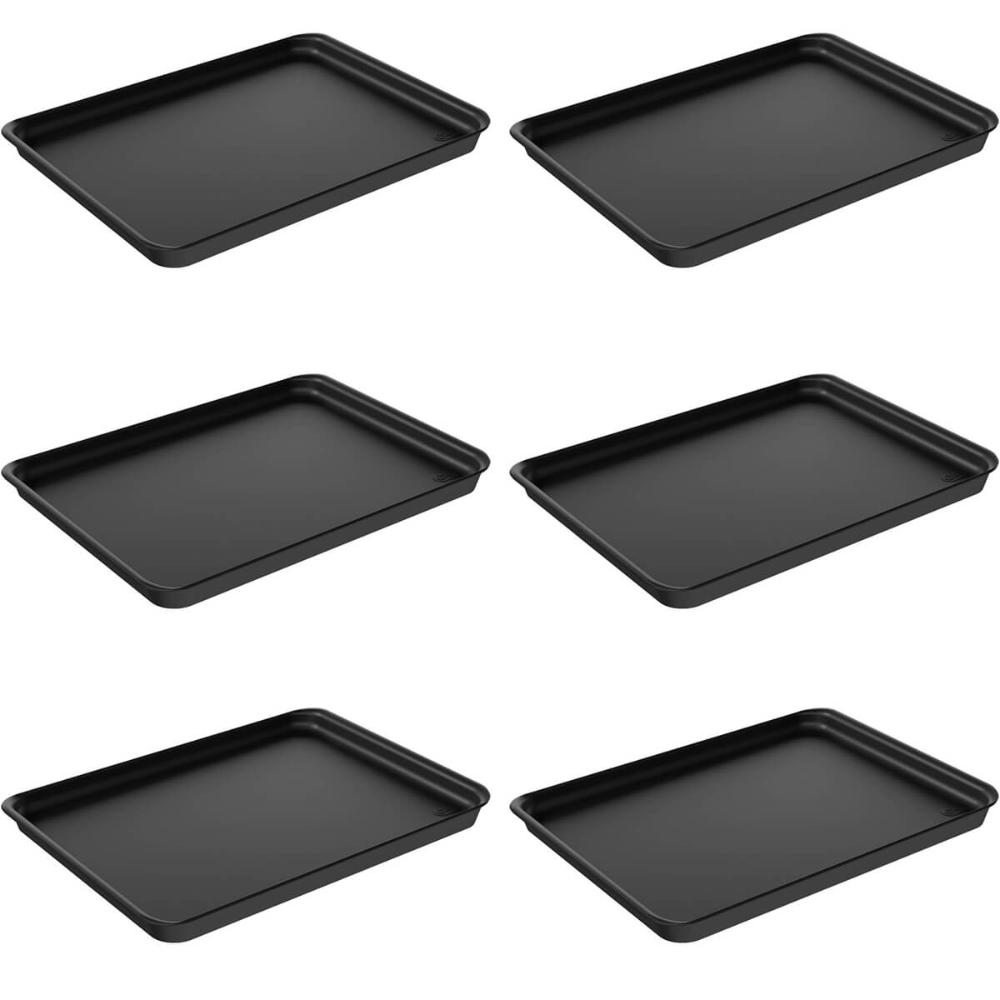 Kit 6 Bandejas Plásticas para Servir Coza 32x23cm Preto Restaurante A4 Fast Food Casual