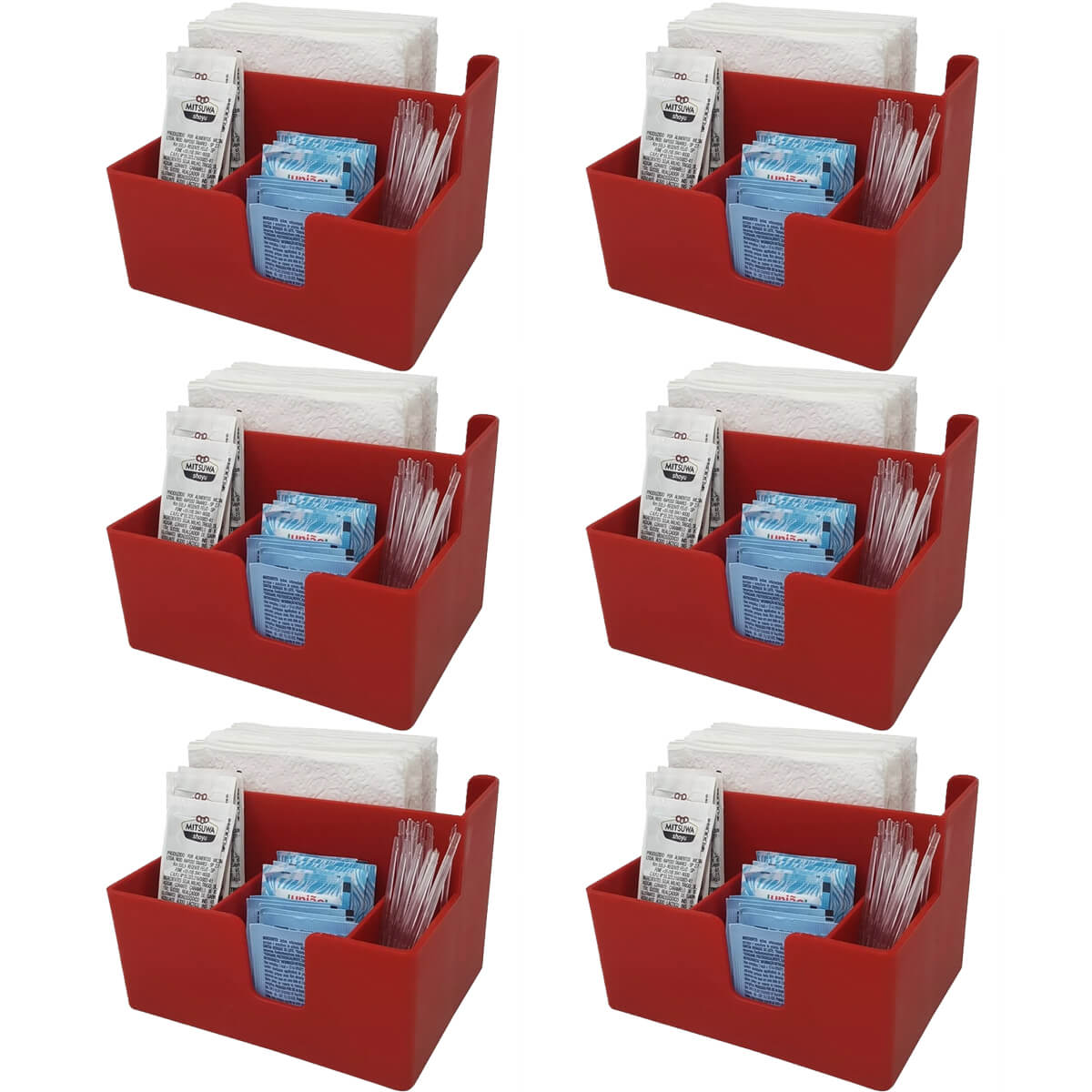 Kit 6 Porta Sachês Guardanapos Açúcar Organizadores Bancada Vermelho