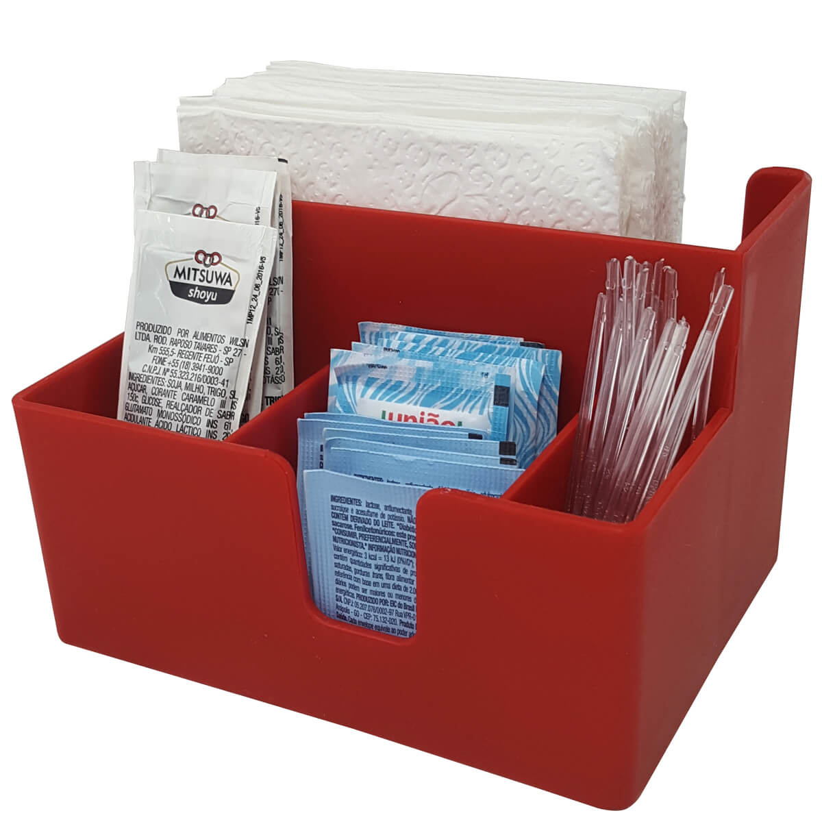 Kit 6 Porta Sachês Guardanapos Açúcar Organizadores Bancada Vermelho