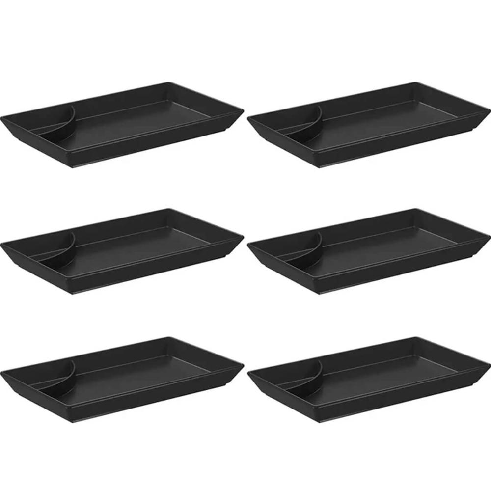 Kit 6 Pratos para Sushi Comida Japonesa com Porta Shoyu Comi