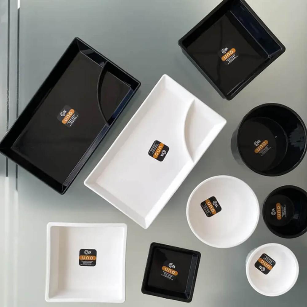 Kit 6 Pratos para Sushi Comida Japonesa com Porta Shoyu Comida Oriental Branco Uno Coza