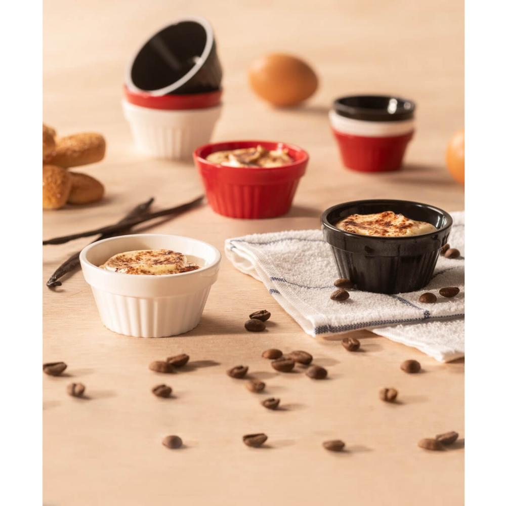 Kit 6 Ramekins Brancos Canelados 90ml Maionese Chimichurri Vinagrete Uno Coza
