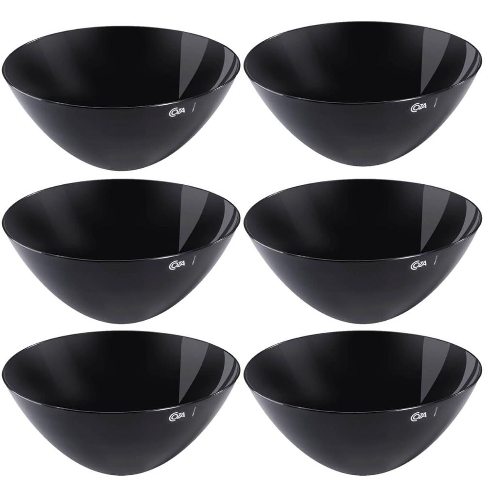 Kit 6 Tigelas Saladeiras para Servir Coza Essential Pretas 3,5L Bowls Pipoca Sobremesas Alimentos